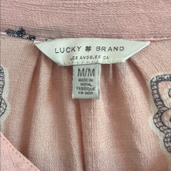 Lucky Brand Women's Scarf Paisley Popover Peasant TOP, Pink Multi, M - Picture 6 of 8